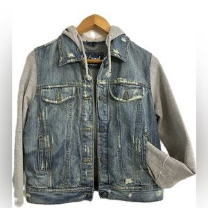 Red Camel Blue Denim Jacket with Gray Removable Hoodie Sz Large NWOT